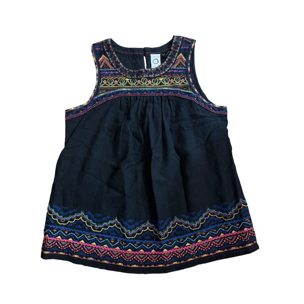 Akemi + Kin Anthropologie Mesa Embroidered Sleeveless CottonTop sz 4 Boho Beaded - Picture 4 of 10